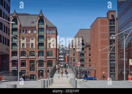 Grosser Grasbrook, Kibbelsteg, Hafencity di Amburgo, Deutschland Foto Stock