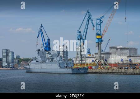 Fregatte Sachsen-Anhalt (F 224), Kuhwerder Hafen, Blohm + Voss, Steinwerder, Amburgo Foto Stock