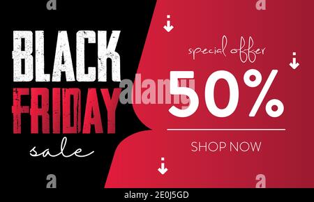Illustrazione vettoriale della vendita del Black Friday, tema nero e rosso Illustrazione Vettoriale