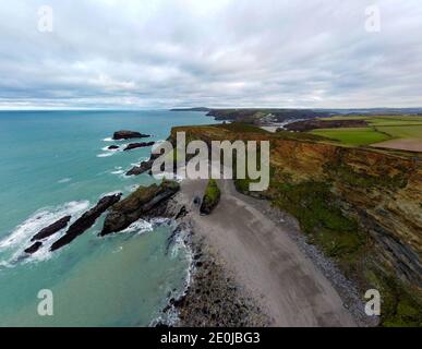 Western insenatura tra portreath e bassets insenatura aerea colpo cornovaglia Inghilterra regno unito Foto Stock