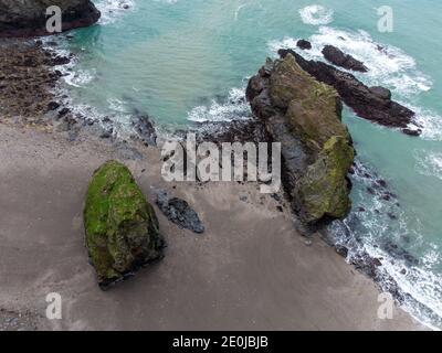 Western insenatura tra portreath e bassets insenatura aerea colpo cornovaglia Inghilterra regno unito Foto Stock