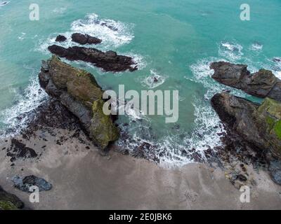 Western insenatura tra portreath e bassets insenatura aerea colpo cornovaglia Inghilterra regno unito Foto Stock