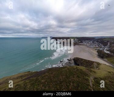 Western insenatura tra portreath e bassets insenatura aerea colpo cornovaglia Inghilterra regno unito Foto Stock