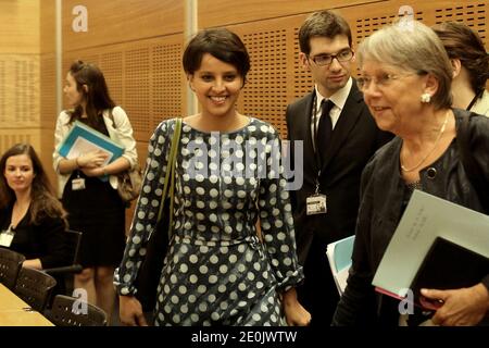 Najat Vallaud-Belkacem, ministro francese dei diritti della donna, partecipa ad un'audizione all'Assemblea nazionale, a Parigi, in Francia, il 18 luglio 2012. Foto di Stephane Lemouton/ABACAPRESS.COM Foto Stock
