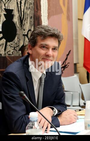 Il Ministro francese per la ripresa industriale e l'industria alimentare, Arnaud Montebourg partecipa ad un'audizione all'Assemblea nazionale, a Parigi, in Francia, il 18 luglio 2012. Foto di Stephane Lemouton/ABACAPRESS.COM Foto Stock