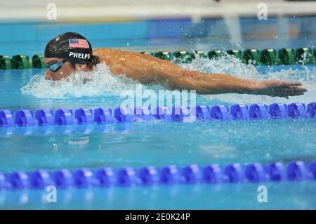 Michael Phelps degli Stati Uniti in gara durante la finale della medaglia individuale da 400 m degli uomini al centro Aquatics durante le Olimpiadi di Londra del 2012 il 28 luglio 2012. Foto di Guibbaud/Gouhier/JMP/ABACAPRESS.COM Foto Stock