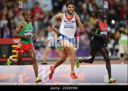 Mahiedine Mekhissi Benabbad vince l'oro d'argento nella finale maschile di 3000m Steeplechase durante i Giochi Olimpici di Londra 2012 allo Stadio Olimpico di Londra, Regno Unito, il 5 agosto 2012. Foto di Gouhier-Guibbaud-JMP/ABACAPRESS.COM Foto Stock