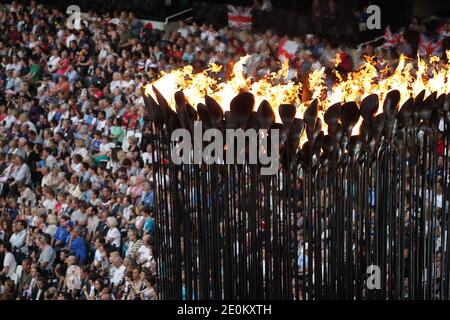 Atmosfera durante i Giochi Paralimpici di Londra del 2012 allo Stadio Olimpico di Londra, Regno Unito, il 3 settembre 2012. Lukasz Masczarz ha vinto la medaglia di bronzo dell'evento. Foto di Pasco/ABACAPRESS.COM Foto Stock