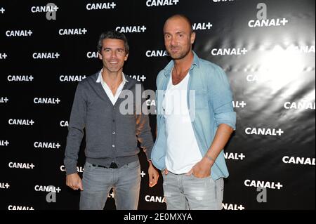 Christophe Dugarry e Dominique Armand partecipano al canale televisivo francese 'Canal +' festa di festa della nuova stagione il 06 settembre 2012 a 'la CITE de la mode et du design' a Parigi, Francia. Foto di Laurene Favier/ABACAPRESS.COM Foto Stock