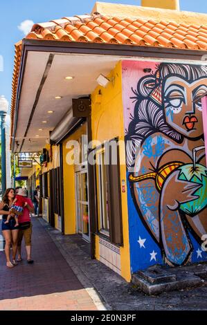 Murales, Little Havana è il quartiere cubano di Miami, Miami, Florida. Foto Stock