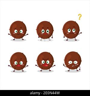 Carattere cartoon di cocco con che espressione. Illustrazione vettoriale Illustrazione Vettoriale