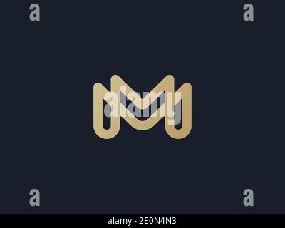 Logo lettera M monogramma iniziale stile minimalista, emblema di identità per biglietto da visita, elemento di design creativo Illustrazione Vettoriale