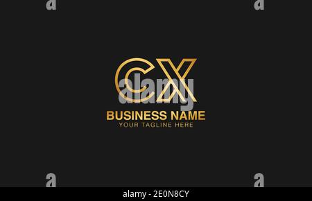 CX C X vettore di disegno del logo tipografico basato sulla lettera iniziale Illustrazione Vettoriale