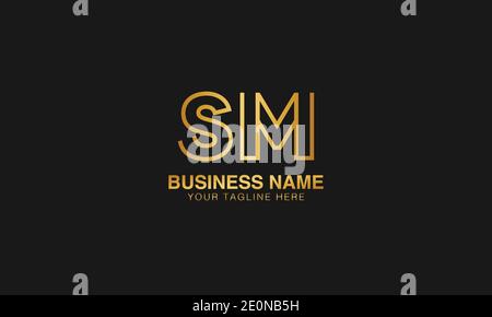 SM S M Initial Based Letter typography logo design vettoriale Illustrazione Vettoriale