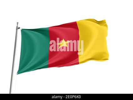 Camerun bandiera nazionale in background bianco Foto Stock