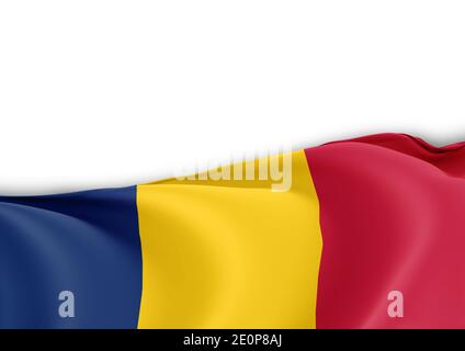 Chad bandiera nazionale in background bianco Foto Stock