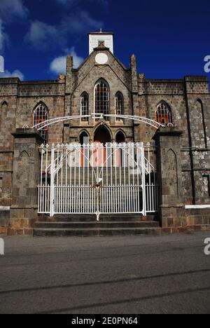 Caraibi: Isole di sinistra: St Kitts e Nevis: Nevis: Chiesa metodista di Charlestown Foto Stock