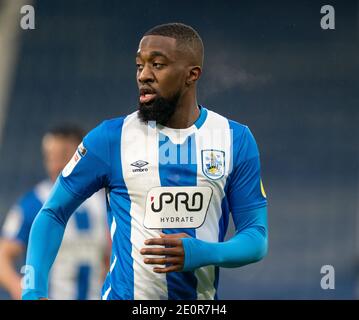 Huddersfield, Yorkshire, Regno Unito. 02 gennaio 2021. 2 gennaio 2021; il John Smiths Stadium, Huddersfield, Yorkshire, Inghilterra; campionato di calcio inglese della lega di calcio, città di Huddersfield contro Reading; Isaac Mbenza di Huddersfield Town Credit: Action Plus Sports Images/Alamy Live News Foto Stock