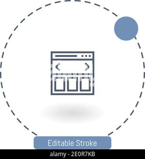 icona del vettore del browser icone del contorno del tratto modificabili per il web e. cellulare Illustrazione Vettoriale