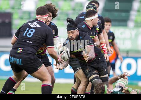 Treviso, Italia. 2 gennaio 2021. Treviso, Italia, Monigo Stadium, 02 gennaio 2021, jimmy tuivaiti zebre durante Benetton Treviso vs Zebre Rugby - Rugby Guinness Pro 14 Match Credit: Alfio Guarise/LPS/ZUMA Wire/Alamy Live News Foto Stock