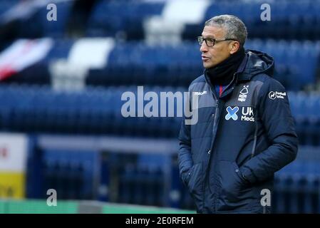 Preston, Regno Unito. 02 gennaio 2021. Chris Hughton, responsabile della foresta di Nottingham, si occupa di questo aspetto. EFL Skybet Championship, Preston North End contro Nottingham Forest presso lo stadio Deepdale di Preston sabato 2 gennaio 2021. Questa immagine può essere utilizzata solo per scopi editoriali. Solo per uso editoriale, è richiesta una licenza per uso commerciale. Nessun uso in scommesse, giochi o un singolo club/campionato/giocatore publications.pic di Chris Stading/Andrew Orchard sports photography/Alamy Live News Credit: Andrew Orchard sports photography/Alamy Live News Foto Stock