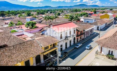 Vista sulla città di Granada Nicaragua. Granada è stata fondata nel 1524 ed è la prima città europea dell'America continentale. Foto Stock