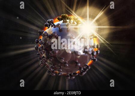 Illustrazione artistica 3D del Coronavirus Sars-COV-2 Foto Stock