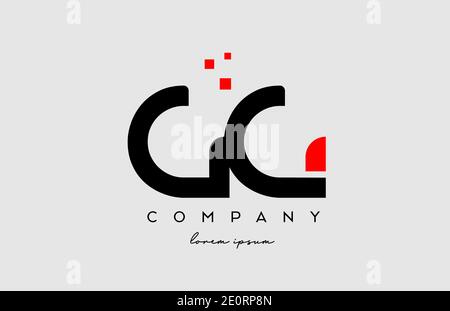 Combinazione di icone con il logo della lettera dell'alfabeto GG G G rosso nero. Design per aziende e aziende Illustrazione Vettoriale