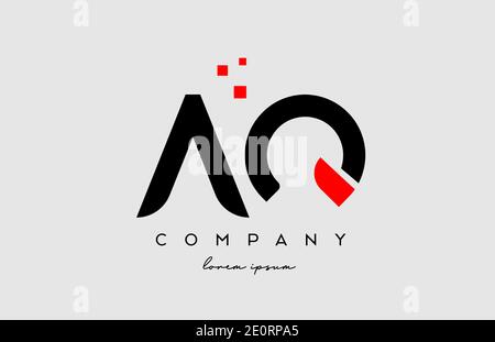 Combinazione di icone con il logo della lettera dell'alfabeto AQ A Q di colore rosso nero. Design per aziende e aziende Illustrazione Vettoriale