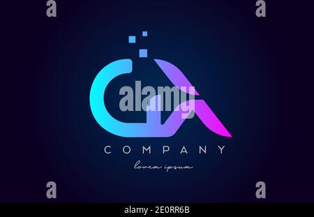 Combinazione di icone con il logo della lettera alfabetica GX G X. Design creativo per aziende e aziende in colori blu rosa Illustrazione Vettoriale