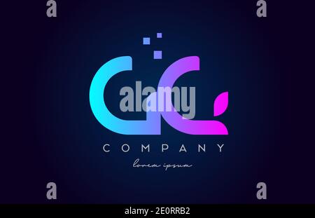 Combinazione di icone con il logo della lettera alfabetica GG G. Design creativo per aziende e aziende in colori blu rosa Illustrazione Vettoriale