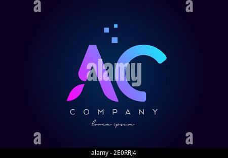 Combinazione di icone con il logo della lettera alfabetica AC A C. Design creativo per aziende e aziende in colori blu rosa Illustrazione Vettoriale