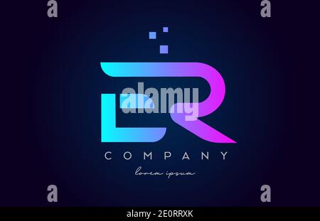 COMBINAZIONE di icone con il logo DELLA lettera dell'alfabeto ER e R. Design creativo per aziende e aziende in colori blu rosa Illustrazione Vettoriale