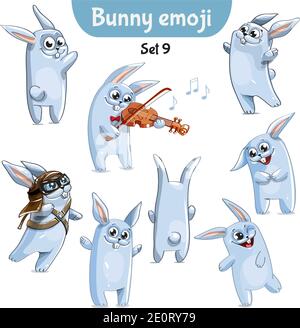 Insieme vettoriale di simpatici caratteri di coniglio. Set 9 Illustrazione Vettoriale