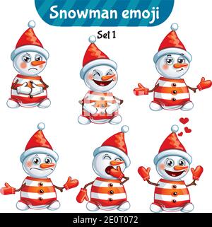 Insieme vettoriale di simpatici personaggi di pupazzo di neve. Set 1 Illustrazione Vettoriale