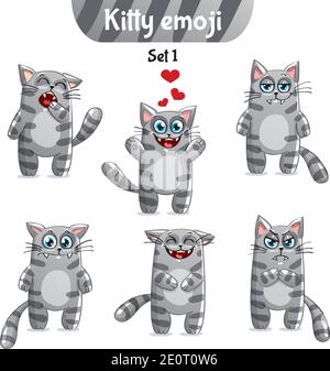 Insieme vettoriale di caratteri Cat tabby. Set 1 Illustrazione Vettoriale