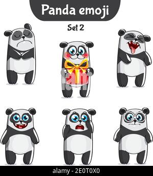 Insieme vettoriale di simpatici caratteri panda. Set 2 Illustrazione Vettoriale