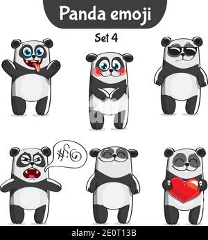 Insieme vettoriale di simpatici caratteri panda. Set 4 Illustrazione Vettoriale