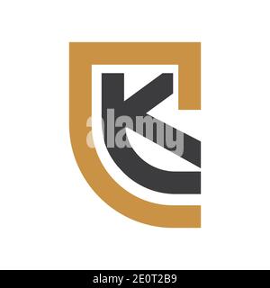 Disegno creativo astratto del logo del ck della lettera. Logo kc con lettera collegata. Illustrazione Vettoriale