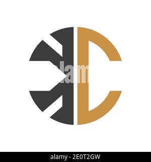Disegno creativo astratto del logo del ck della lettera. Logo kc con lettera collegata. Illustrazione Vettoriale