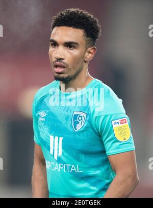 Stoke on Trent, Regno Unito. 02 gennaio 2021. Stanislas Junior di AFC Bournemouth durante la partita del campionato Sky Bet allo stadio Bet 365, Stoke-on-Trent Picture di Russell Hart/Focus Images/Sipa USA 02/01/2021 Credit: Sipa USA/Alamy Live News Foto Stock