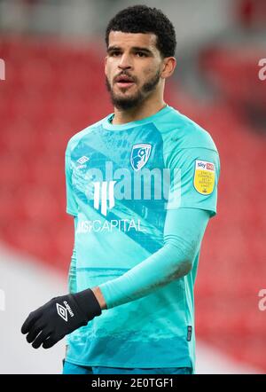 Stoke on Trent, Regno Unito. 02 gennaio 2021. Dominic Solanke di AFC Bournemouth durante la partita del campionato Sky Bet allo stadio Bet 365, Stoke-on-Trent Picture di Russell Hart/Focus Images/Sipa USA 02/01/2021 Credit: Sipa USA/Alamy Live News Foto Stock