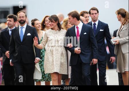 La principessa Alexandra, il principe Sebastien, la principessa Tessy, il principe Luigi Felice di Lussemburgo arrivano al Palazzo granducale dopo il matrimonio civile del Granduca ereditario Guillaume di Lussemburgo e della contessa belga Stephanie de Lannoy all'Hotel De Ville di Lussemburgo, Lussemburgo, il 19 ottobre 2012. Il Granduca ereditario di Lussemburgo, di 30 anni, è l'ultimo Principe ereditario d'Europa a sposarsi, sposando la sua sposa contessa belga di 28 anni. Foto di Mousse/ABACAPRESS.COM Foto Stock