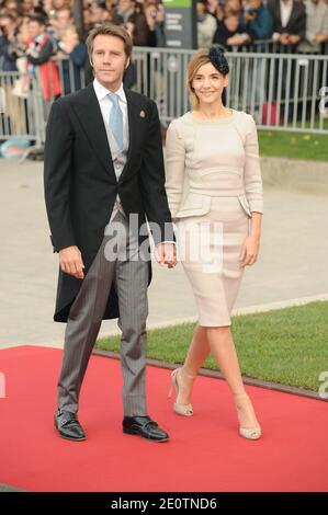 Il principe Emmanuel Philibert di Savoia e sua moglie Clotilde Courau hanno partecipato alla cerimonia nuziale del Granduca ereditario Guillaume di Lussemburgo e della Principessa Stephanie di Lussemburgo nella Cattedrale di nostra Signora di Lussemburgo, a Lussemburgo, il 20 ottobre 2012. Il Granduca ereditario di Lussemburgo, di 30 anni, è l'ultimo Principe ereditario d'Europa a sposarsi, sposando la sua sposa contessa belga di 28 anni in una sontuosa cerimonia di 2 giorni. Foto di Thierry Orban/ABACAPRESS.COM Foto Stock