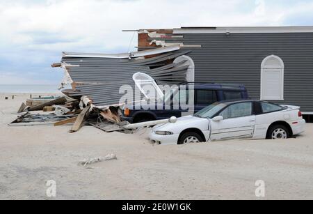 Dopo l'uragano Sandy a Seabright, New Jersey, USA, il 1° novembre 2012. Foto di Morgan Dessalles/ABACAPRESS.COM Foto Stock