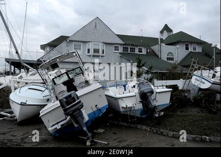 Dopo l'uragano Sandy a Seabright, New Jersey, USA, il 1° novembre 2012. Foto di Morgan Dessalles/ABACAPRESS.COM Foto Stock