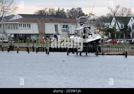 Dopo l'uragano Sandy a Seabright, New Jersey, USA, il 1° novembre 2012. Foto di Morgan Dessalles/ABACAPRESS.COM Foto Stock