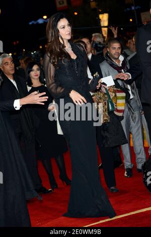 Monica Bellucci partecipa alla proiezione di Jab Tak Hai Jaan nell'ambito del 12° Festival del Cinema di Marrakech, in Marocco, il 1° dicembre 2012. Foto di Nicolas Briquet/ABACAPRESS.COM Foto Stock