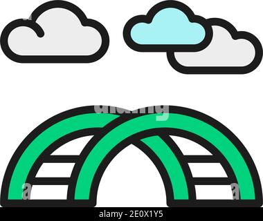 Scala vettoriale curva per giochi a forma di icona a linea a colori piatta. Illustrazione Vettoriale