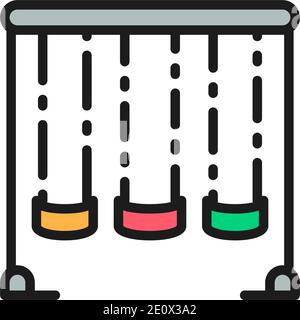 Set di swing per bambini parco giochi a forma di icona a linea di colori piatta. Illustrazione Vettoriale